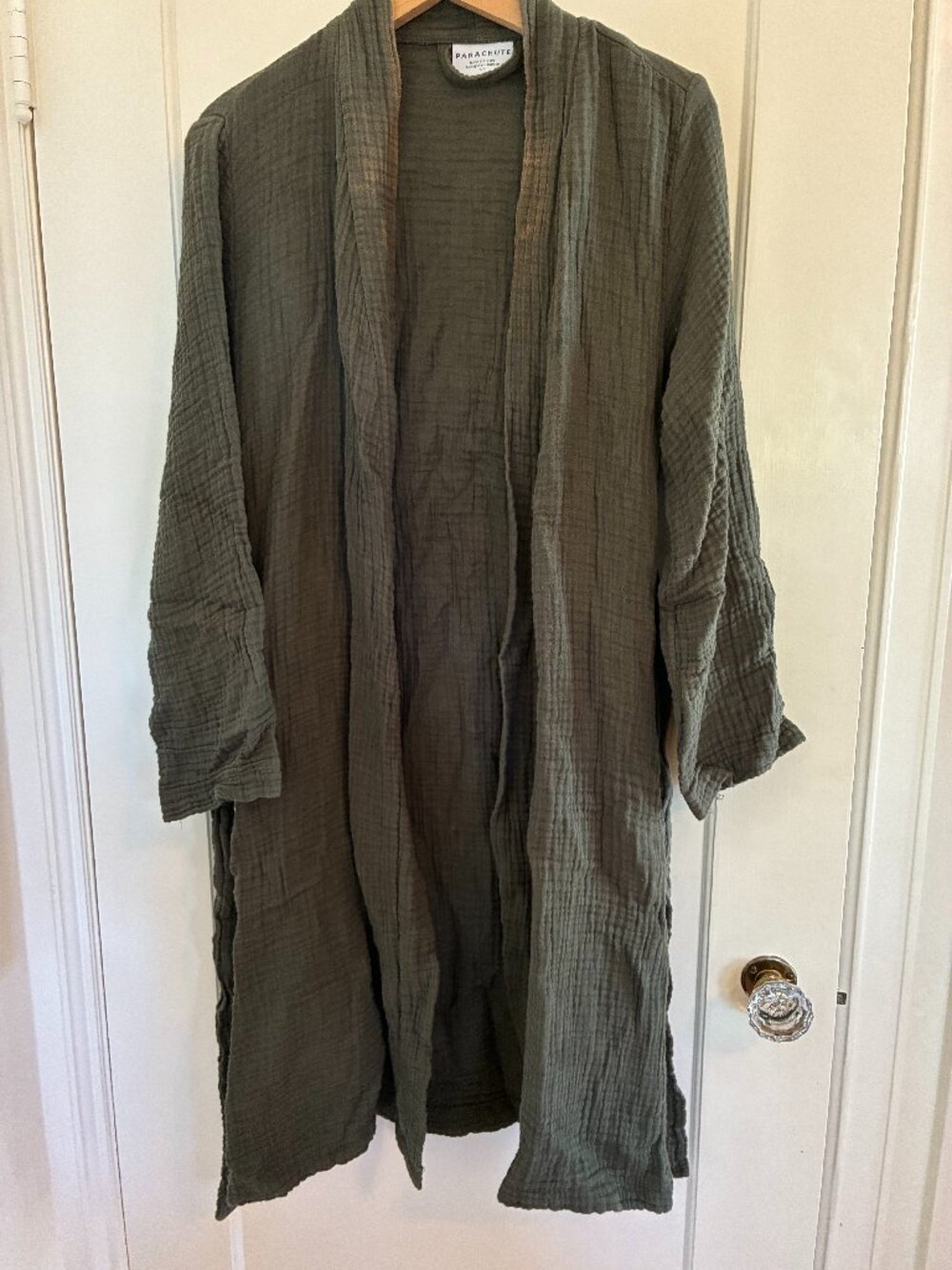 Parachute Cloud Cotton Robe Olive Moss Green Gauze Turkish Cotton S / P Flaw